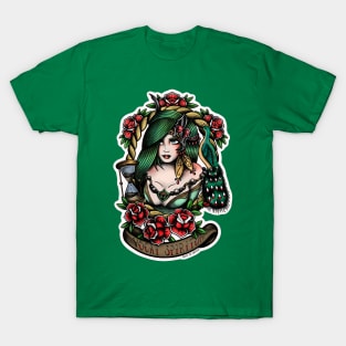 Rydia from Final Fantasy 4 (FFIV) in American Traditional Tattoo Portrait Style T-Shirt T-Shirt